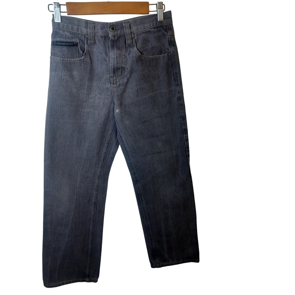 Sean JohnBoys Grey Faded Denim Jeans Straight Leg Zip Back Pockets Size 27 Waist